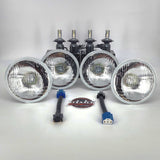 RMS3301M2S – 5.75" Gen1 Round Glass Sealed Beam LED Headlight Conversion Kit with 10,000 LM H4 LED Bulbs & Harness Adapters