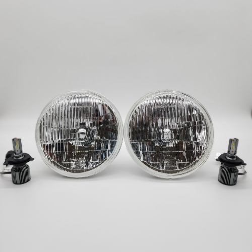 7" Round Headlight Conversion Kit with 10,000 LM H4 LED Bulb's (2yr Wa