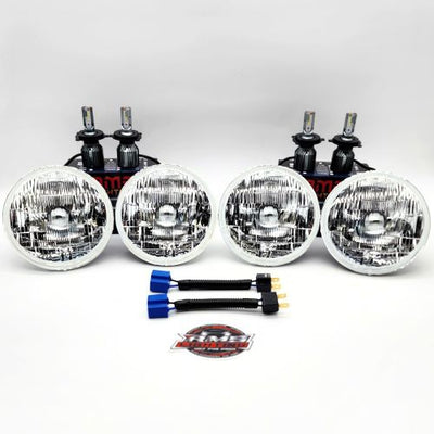 5.75 "Gen1" Small Round Headlight Conversion Kit with 10,000 LM H4 LED Bulbs & Harness Adapters
